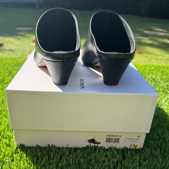 Vince Vigo Leather Black Pointed Toe Mules/Booties Size 8M - Euro 38 - Picture 9 of 11